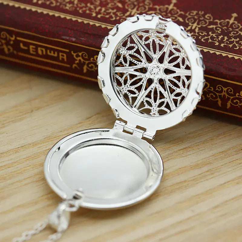 Heart-Shaped Necklace with Hollow Photo Locket Design